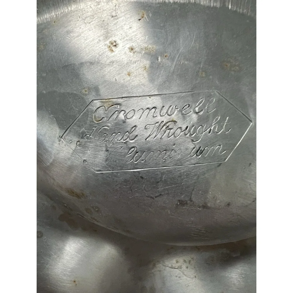 Cromwell Vintage hand-wrought aluminum double-section snack and relish tray